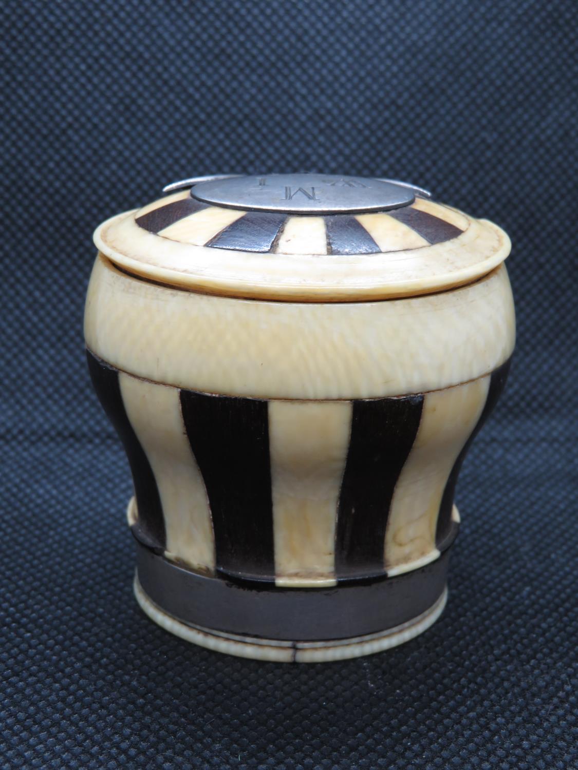 1748 ebony and ivory Scottish snuff mull with silver mount and bindings - Image 5 of 5