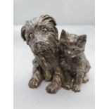 Marked 925 silver Scottie dog with kitten 248g