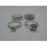 Job lot of 4x silver rings 14.8g