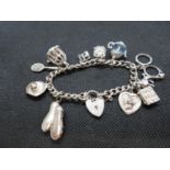 Vintage silver charm bracelet with 10 charm Birmingham 1963 45g