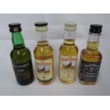 4x miniature whiskies