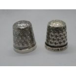 2x silver thimbles stamped sterling silver