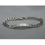 HM silver ID bracelet 8" long 15g