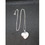 Silver heart locket 16" silver curb chain