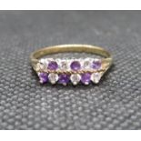 9ct amethyst and CZ ring size O 1.8g