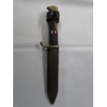 Hitler Youth dagger with metal and leather sheath RZM7/68 maker - slight damage to handle - see