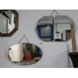 2x bevelled edged frameless mirrors