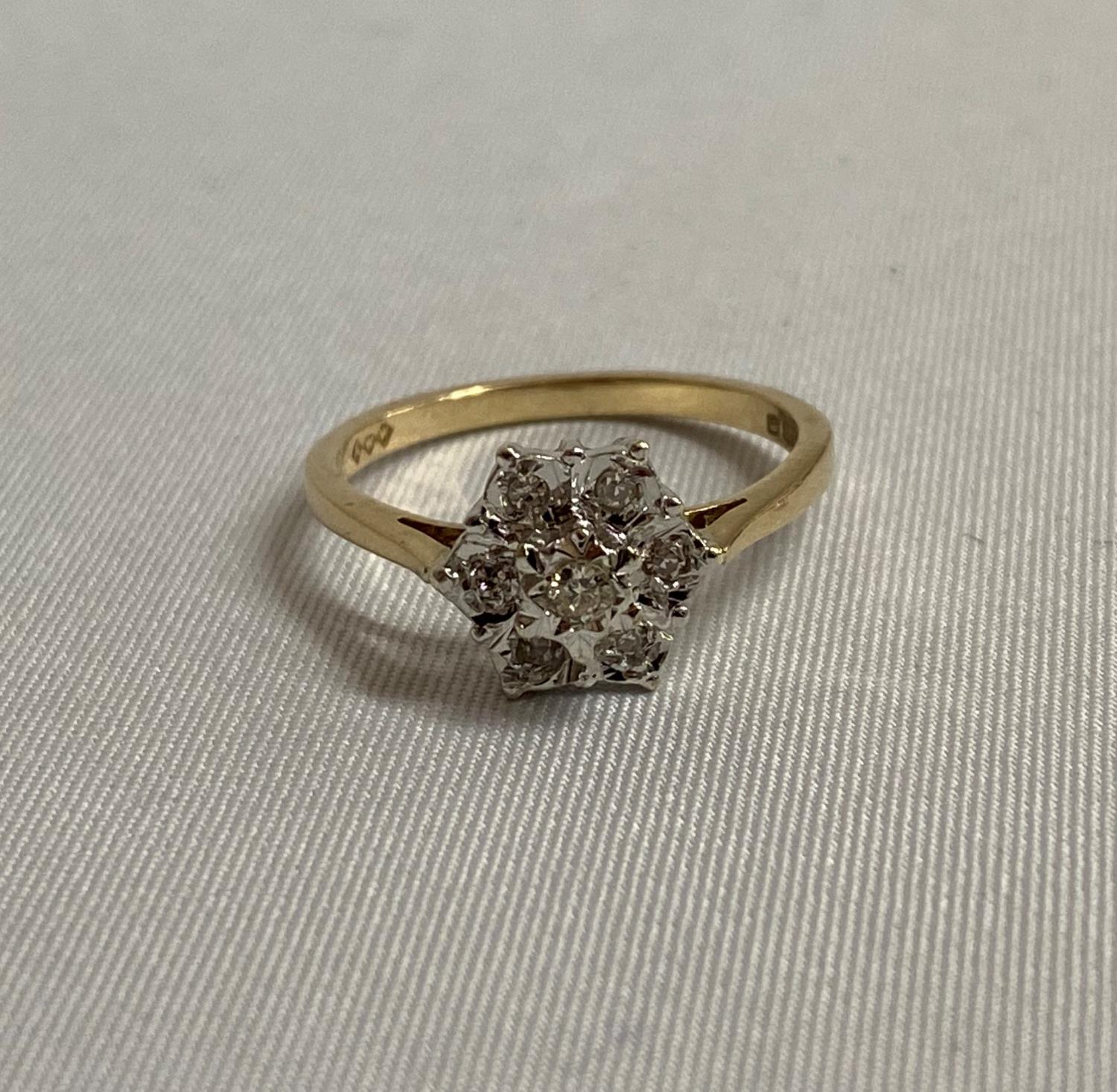 9ct gold and diamond cluster ring 2g
