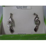 Boxed rhodium plated sterling silver earrings