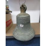 Large 18" bell inscribed Captain Fondeur Arouen with a cross with Christ - other writing in