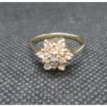 9ct and CZ cluster ring size Q 1.6g