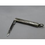 Victorian silver pocket knife with nail file stamped sterling silver maker's mark GEA
