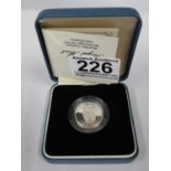 UK silver proof £1.00 coin 1988 boxed with papers