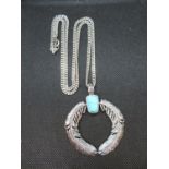 Thomas Sabo Arizona turquoise pendant 24" silver curb link chain 49g