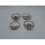 Job lot of 4x silver rings 14.5g