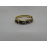 18ct diamond and sapphire ring 2.6g size L