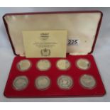 Spink and Son set of 8x coins silver crown pieces issued in proof condition to commemorate Silver