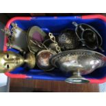 Collection of brass and plated ware