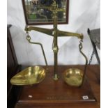 2' x 28" W and T Avery Ltd. 7lb brass shop scales - excellent condition