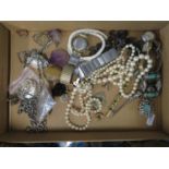 66" silver watch chain with other silver bracelets and costume jewellery, watches and other misc.
