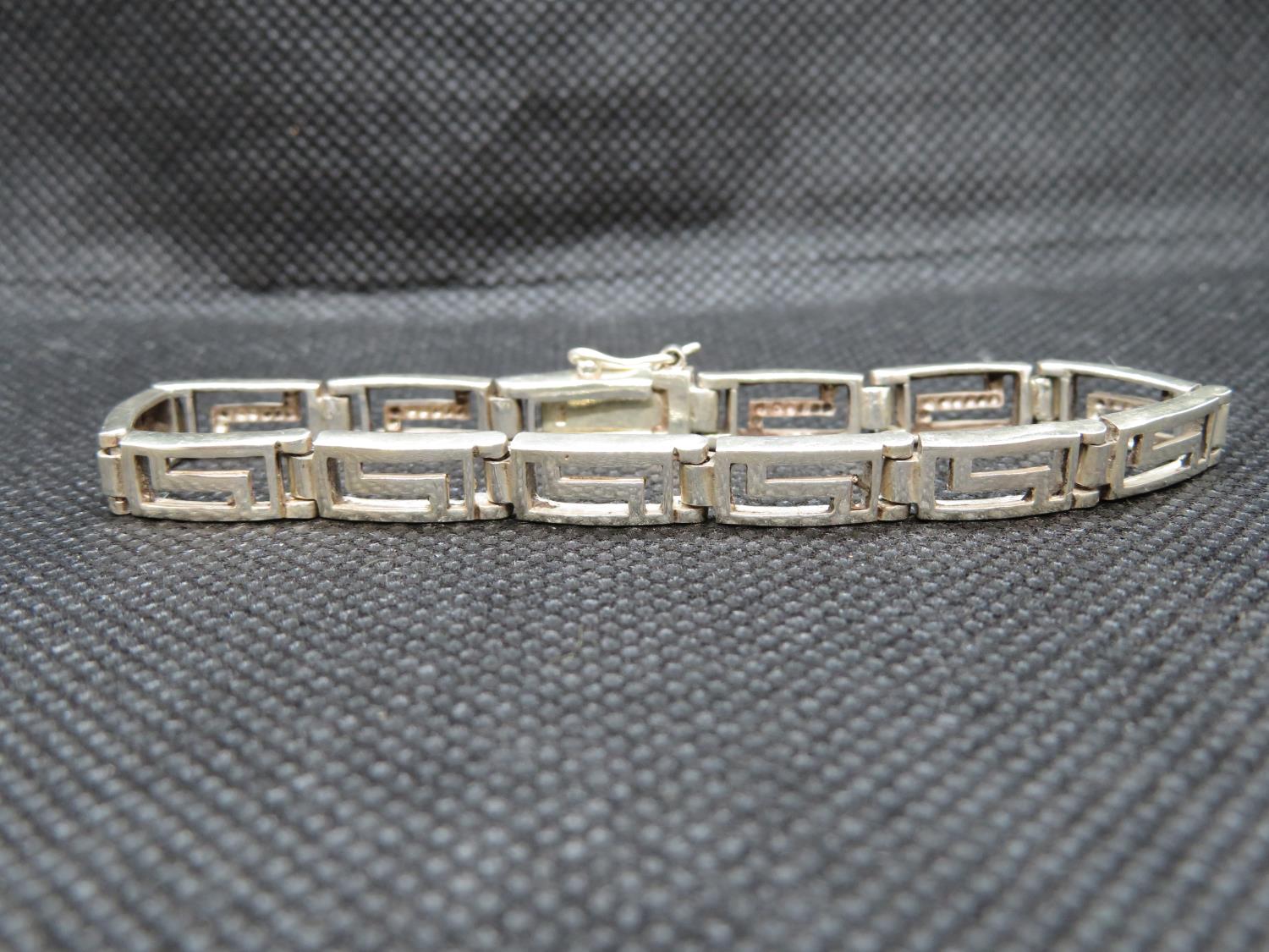 Greek style silver HM bracelet 12.2g