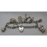 Vintage silver charm bracelet with 7 charms Birmingham 1966 22g