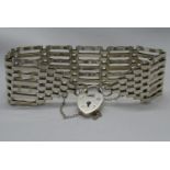 Vintage silver 7 bar gate bracelet with chain London 1975 25g