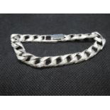 Vintage HM silver gentlemans bark finish bracelet 8" 24g