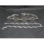 2 diamond set silver bracelets 11.5g