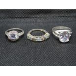 3 stone set silver dress ring stamped 925 12.5g