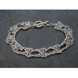 Silver butterfly bracelet with toggle 7" long 6.5g