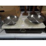 Set of shop scales with marble top