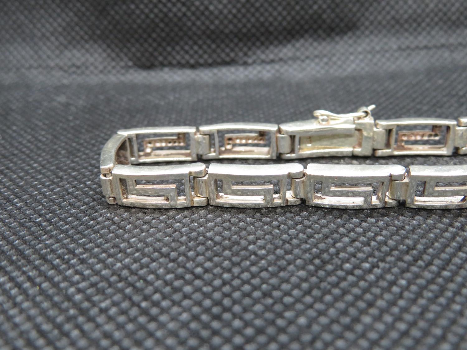 Greek style silver HM bracelet 12.2g - Image 2 of 2