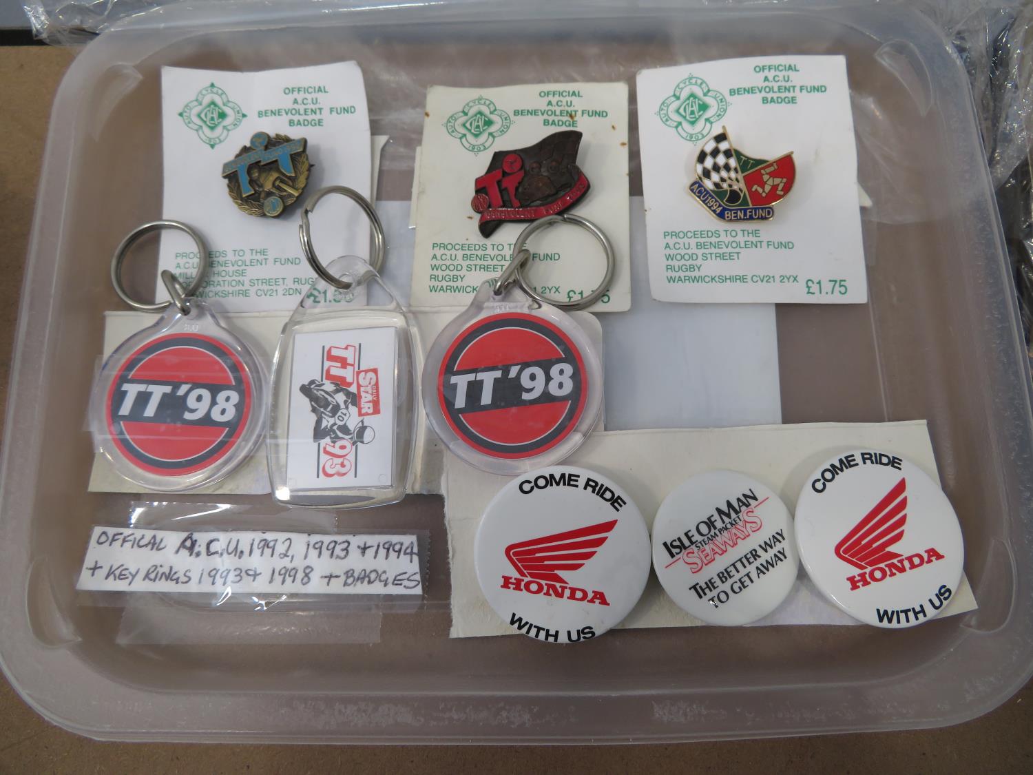 Collection of 6x Isle of Man TT enamel badgers and 3x TT keyrings