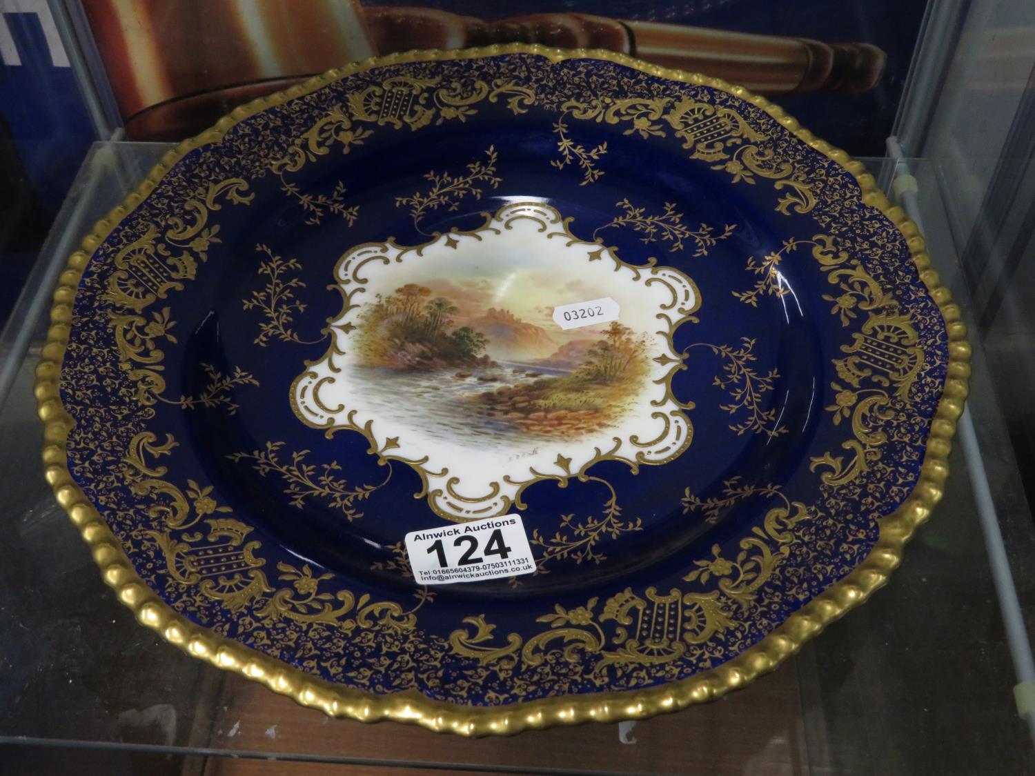 Signed Coalport Hawthorn Den hand painted charger plate by E O Ball