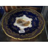 Signed Coalport Hawthorn Den hand painted charger plate by E O Ball