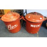 3x large 17" enamelled boiling pans one with Weck