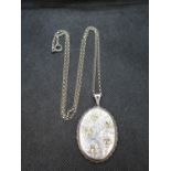 Large silver locket with gold on 24" belcher chain
