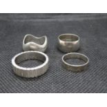 4x silver wedding band rings 20g