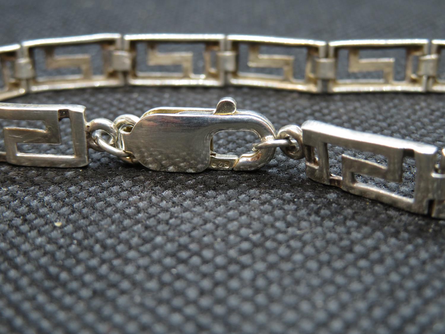 Silver Greek key pattern bracelet 8" 8.5g - Image 2 of 2