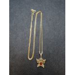 9ct gold butterfly pendant on 9ct chain 2.7g