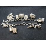 Vintage silver bracelet with 12 charm 48g