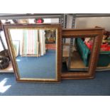 Old 22" x 28" mirror with large 34" x 24" carved arts and crafts frame