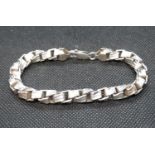 Heavy solid silver modernist bracelet 8.5" 48g