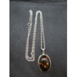 Silver and Baltic Amber on 26" silver chain 18.7g