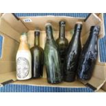 Collection of old bottles including stoneware Bewick Bros Blaydon on Tyne - good condition