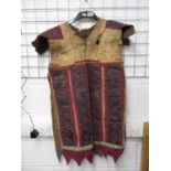 Leather and cotton tunic with tribal designs - very old