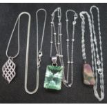 Agate pendants and other pendants with silver chains 31g