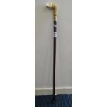 Porcelain dog head handle walking stick - had repair