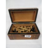 Antique carved wood Anglo Indian chess set - all pieces - excellent condition with nice box